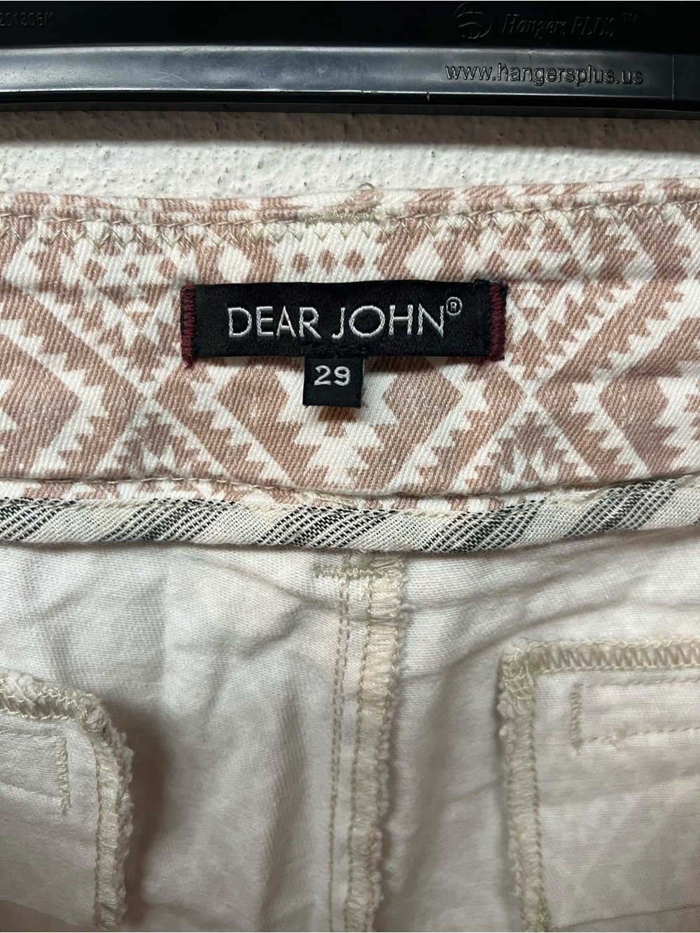 Dear John Tan and White Geometric Jean Shorts - Picture 5 of 6